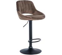 CLP Tabouret de Bar Milet I Revêtement Velours I Chaise de Bar pivotante, Couleur:Marron, Couleur du Cadre:Noir