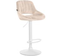 CLP Tabouret de Bar Milet I Revêtement Velours I Chaise de Bar pivotante, Couleur:crème, Couleur du Cadre:Blanc