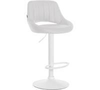 CLP Tabouret De Bar Milet Simili Cuir I Tabouret De Comptoir Rotatif avec Repose-Pieds Et Dossier I Réglable en Hauteur Et Rembourré, Couleur:Blanc, Couleur du Cadre:Blanc
