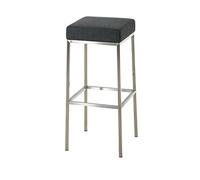 CLP Tabouret De Bar Montreal 85 en Tissu I Chaise Haute avec Assise Carrée Rembourrée I Piètement Et Repose-Pieds en Métal Ou Acier Inoxydable, Couleur:Gris foncé, Couleur du Cadre:Acier Inoxydable
