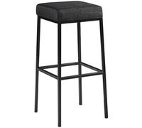 CLP Tabouret De Bar Montreal 85 en Tissu I Chaise Haute avec Assise Carrée Rembourrée I Piètement Et Repose-Pieds en Métal Ou Acier Inoxydable, Couleur:Gris foncé, Couleur du Cadre:Noir