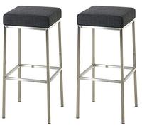 CLP Tabouret De Bar Montreal Tissu I Chaise Haute De Bar Confortable avec Repose-Pied I Hauteur D''Assise 85 cm I Tabouret de Cuisine, Couleur:Gris foncé, Couleur du Cadre:Acier Inoxydable
