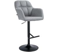 CLP Tabouret De Bar Natoma en Tissu I Rotatif À 360°, Structure en Métal Réglable en Hauteur avec Repose-Pieds I Tabouret De Comptoir pour Bar, Couleur:Gris, Matériel du Cadre:Métal Noir Mat