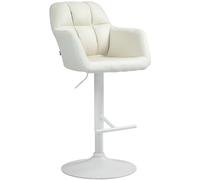 CLP Tabouret De Bar Natoma en Tissu I Rotatif À 360°, Structure en Métal Réglable en Hauteur avec Repose-Pieds I Tabouret De Comptoir pour Bar, Couleur:crème, Matériel du Cadre:métal Blanc Mat