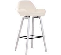 CLP Tabouret de bar Newnan en tissu à 4 pieds , Crème/Bois de chêne Blanc Crème