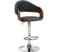 CLP Tabouret de bar Nilse avec Coque en bois assise en similicuir , Noyer / Noir/Chrome Noir