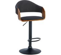 CLP Tabouret de bar Nilse avec Coque en bois assise en tissu , Noyer / Noir/Noir