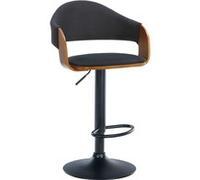 CLP Tabouret de bar Nilse avec Coque en bois assise en tissu , Noyer / Noir/Noir