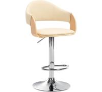 CLP Tabouret de bar Nilse similicuir avec coque en bois,naturel/crème chromé