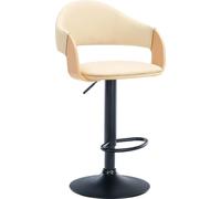 CLP Tabouret de bar Nilse similicuir avec coque en bois,naturel/crème noir