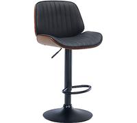 CLP Tabouret De Bar Nova en Similicuir I Coque en Bois I Pied Trompette en Métal I Hauteur Réglable Pivotant, Couleur:Noyer/Noir