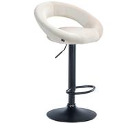 CLP Tabouret de Bar Olinda revêtement Velours I Chaise de Bar réglable en Hauteur et pivotante I Tabouret de comptoir avec Dossier et Repose-Pieds, Couleur:crème, Couleur du Cadre:Noir