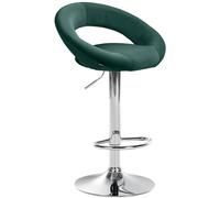 CLP Tabouret de Bar Olinda revêtement Velours I Chaise de Bar réglable en Hauteur et pivotante I Tabouret de comptoir avec Dossier et Repose-Pieds, Couleur:Vert, Couleur du Cadre:Chrome
