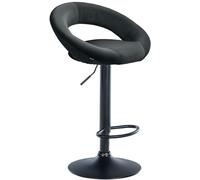 CLP Tabouret de Bar Olinda revêtement Velours I Chaise de Bar réglable en Hauteur et pivotante I Tabouret de comptoir avec Dossier et Repose-Pieds, Couleur:Noir, Couleur du Cadre:Noir