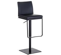 CLP Tabouret de Bar Panama Reglable en Hauteur I Chaise Haute de Bar avec Dossier et Repose-Pied | Couleur Noir Couleur du Cadre Noir