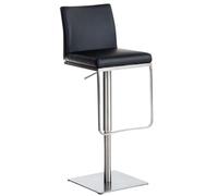 CLP Tabouret de Bar Panama Reglable en Hauteur I Chaise Haute de Bar avec Dossier et Repose-Pied I Chaise Haute Confortable et Ergonomique I Cou, Couleur:Noir, Couleur du Cadre:Acier Inoxydable