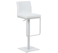 CLP Tabouret de Bar Panama Reglable en Hauteur I Chaise Haute de Bar avec Dossier et Repose-Pied I Chaise Haute Confortable et Ergonomique I Cou, Couleur:Blanc, Couleur du Cadre:Blanc
