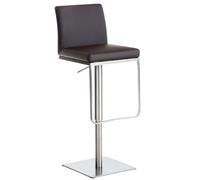 CLP Tabouret de Bar Panama Reglable en Hauteur I Chaise Haute de Bar avec Dossier et Repose-Pied I Chaise Haute Confortable et Ergonomique I Cou, Couleur:Marron, Couleur du Cadre:Acier Inoxydable
