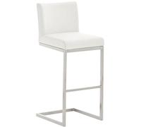 CLP Tabouret de Bar Paros avec Dossier, Tabouret Suspendu en Similicuir, Cadre en Acier Inoxydable, capacité de Charge jusqu'ŕ 240 kg, Couleur:Blanc