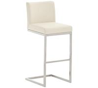 CLP Tabouret De Bar Paros en Similicuir I Chaise Haute De Bistrot Dossier Et Assise Rembourrés I Piètement Et Repose-Pieds en Métal, Couleur:crème