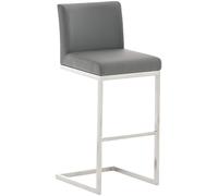 CLP Tabouret De Bar Paros en Similicuir I Chaise Haute De Bistrot Dossier Et Assise Rembourrés I Piètement Et Repose-Pieds en Métal, Couleur:Gris