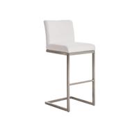 CLP Tabouret de bar Paros Tissu inox brossé mat avec repose-pieds,blanc
