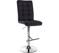 CLP Tabouret de bar Peking Tissu réglable en hauteur avec repose-pieds et dossier,noir chromé