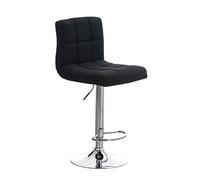 CLP Tabouret De Bar Peru en Tissu I Chaise Haute avec Siège Rembourré Et Pivotant I Hauteur Réglable I Repose-Pieds Et Pied Métal | Couleur Noir