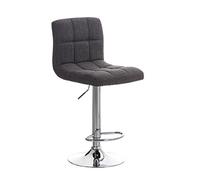 CLP Tabouret De Bar Peru en Tissu I Chaise Haute avec Siège Rembourré Et Pivotant I Hauteur Réglable I Repose-Pieds Et Pied Métal Couleur Gris Clair