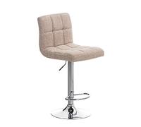 CLP Tabouret De Bar Peru en Tissu I Chaise Haute avec Siège Rembourré Et Pivotant I Hauteur Réglable I Repose-Pieds Et Pied Métal Couleur crème