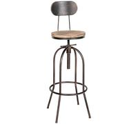 CLP Tabouret de Bar Pino I Chaise de Bar réglable en Hauteur avec Assise et Dossier en Bois I Tabouret de comptoir réglable en Hauteur et pivotant, Couleur:Bronze