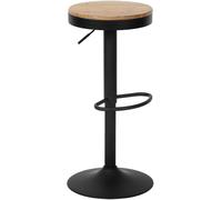 CLP Tabouret de Bar Pitas,Tabouret de comptoir avec Repose-Pieds, réglable en Hauteur et pivotant avec Assise en Bois, Couleur:Nature