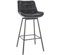 CLP Tabouret De Bar Pivotant Weston I Pivotant À 90 degrés avec Réglage I Siège Rembourré avec Motif Matelassé, Couleur:Gris foncé, Matériel:Velours