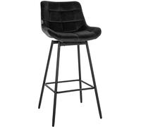CLP Tabouret De Bar Pivotant Weston I Pivotant À 90 degrés avec Réglage I Siège Rembourré avec Motif Matelassé, Couleur:Noir, Matériel:Velours