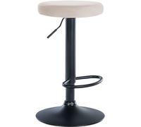 CLP Tabouret de Bar Ponte Revêtement Velours I Chaise réglable en Hauteur, Couleur:crème, Couleur du Cadre:Noir