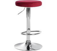 CLP Tabouret de bar Ponte – Revêtement velours, réglable en hauteur – Rouge, cadre chrome
