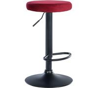 CLP Tabouret de Bar Ponte Revêtement Velours I Chaise réglable en Hauteur, Couleur:Rouge, Couleur du Cadre:Noir
