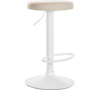 CLP Tabouret de Bar Ponte Similicuir I Chaise réglable en Hauteur, Couleur:crème, Couleur du Cadre:Blanc