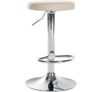 CLP Tabouret de bar Ponte - Similicuir, réglable en hauteur - Crème, cadre chrome
