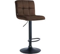 CLP Tabouret de Bar Réglable avec Dossier Peru, Chaise de Bar Rembourrée en Velours, Siège de Comptoir Pivotant en Métal | Couleur Marron Couleur du Cadre Noir
