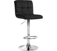 CLP Tabouret De Bar Design Velours Pérou I Chaise Pivotante Réglable en Hauteur avec Revêtement Matelassé I Tabouret De Comptoir, Couleur:Noir, Couleur du Cadre:Chrome