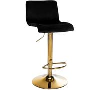 CLP Tabouret de Bar réglable en Hauteur avec Dossier Hover, Chaise de Bar rembourrée en Velours, avec piétement en métal pivotant Couleur:Noir;Matériel du Cadre:métal Or