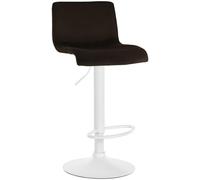 CLP Tabouret de Bar réglable en Hauteur avec Dossier Hover, Chaise de Bar rembourrée en Velours, avec piétement en métal pivotant, Couleur:Marron, Matériel du Cadre:métal Blanc Mat