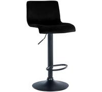 CLP Tabouret de Bar réglable en Hauteur avec Dossier Hover, Chaise de Bar rembourrée en Velours, avec piétement en métal pivotant, Couleur:Noir, Matériel du Cadre:Métal Noir Mat