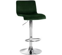 CLP Tabouret de Bar réglable en Hauteur avec Dossier Hover, Chaise de Bar rembourrée en Velours, avec piétement en métal pivotant, Couleur:Vert, Matériel du Cadre:Métal en Finition chromée
