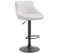 CLP Tabouret De Bar Réglable en Hauteur Lazio Similicuir I Chaise Hauteur De Bar Confortable avec Dossier Et Repose-Pied I Réglable Pivotant, Couleur:Blanc, Couleur du Cadre:Noir