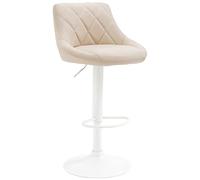 CLP Tabouret De Bar Réglable en Hauteur Lazio Similicuir I Chaise Hauteur De Bar Confortable avec Dossier Et Repose-Pied I Réglable Pivotant, Couleur:crème, Couleur du Cadre:Blanc