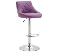 CLP Tabouret De Bar Réglable en Hauteur Lazio Similicuir I Chaise Hauteur De Bar Confortable avec Dossier Et Repose-Pied I Réglable Pivotant, Couleur:Violet, Couleur du Cadre:Chrome