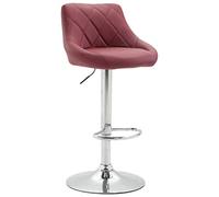 CLP Tabouret De Bar Réglable en Hauteur Lazio Similicuir I Chaise Hauteur De Bar Confortable avec Dossier Et Repose-Pied I Réglable Pivotant, Couleur:Bordeaux, Couleur du Cadre:Chrome