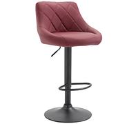 CLP Tabouret De Bar Réglable en Hauteur Lazio Similicuir I Chaise Hauteur De Bar Confortable avec Dossier Et Repose-Pied I Réglable Pivotant, Couleur:Bordeaux, Couleur du Cadre:Noir
